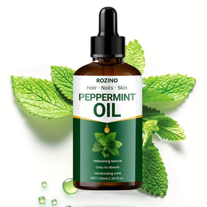 Peppermint Essential Oil 100% Pure Plant-Derived 100ml — Multipurpose Cooling Oil for Massage, Aromatherapy, Scalp & Hair Care, Skin, Nails, Face & Body, Diffuser & Shower Use