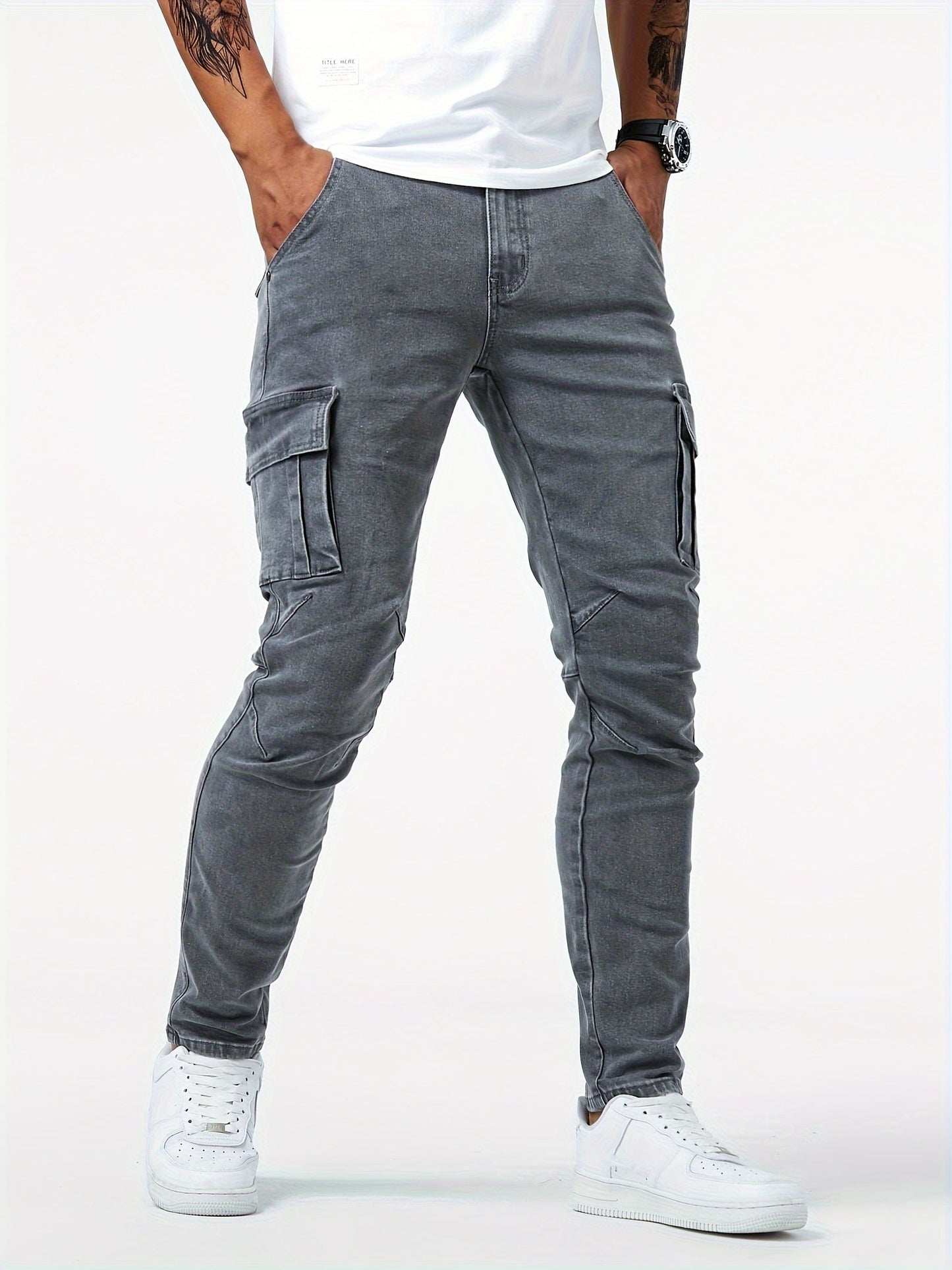 Men's Slim Fit Jeans - Black Denim Clean Finish Travel