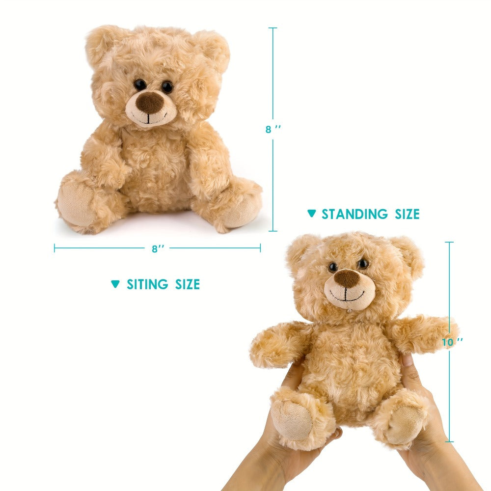 Mini Teddy Bear Bulk Pack 5pcs 8 Inch Soft Shaggy Plush Bears — Baby Shower Party Favors, Valentine's Day, Birthday & Christmas Gifts for Kids Girls Girlfriend