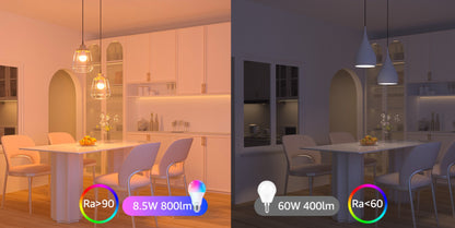 Smart Light Bulbs RGB Color Changing, WiFi A19 E26 LED Bulb Works with Alexa & Google Home, 2.4GHz Dimmable 800LM 60W Equivalent, Music Sync Voice Control App Remote, for Bedroom Party Home Decor