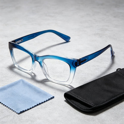Blue Light Blocking Reading Glasses 3 Pack - Anti Blue Light Computer Readers for Women and Men, Square Spring Hinge Frames with Eyeglass Cloths and Bags, Multiple Magnifications