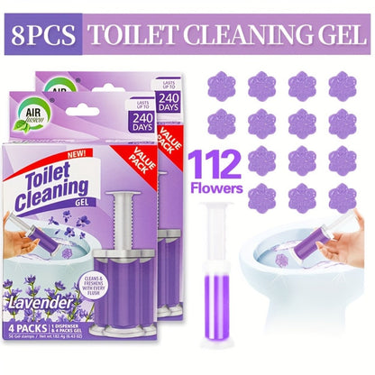Toilet Gel Stamp Cleaner Air Freshener Flower Scented Bathroom Cleaning Gel Prevents Scale Toilet Ring 6 Fragrance Options Ocean Lavender Floral Peach Lemon Pine 4 Pcs or 8 Pcs with Dispenser