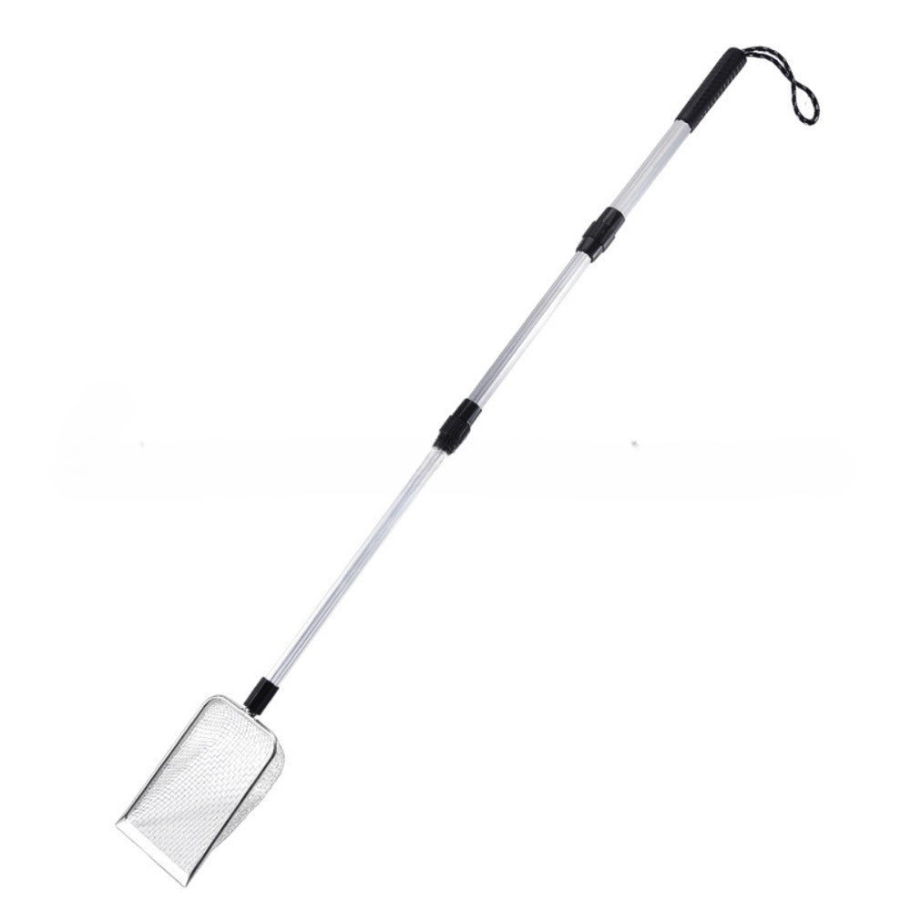 Stainless Steel Beach Sand Sifter with Retractable Telescopic Handle – Portable Sand Sieve for Treasure Hunting, Shell & Conch Collecting | Beach Tool for Kids & Adults, Doubles as Cat Litter Scoop