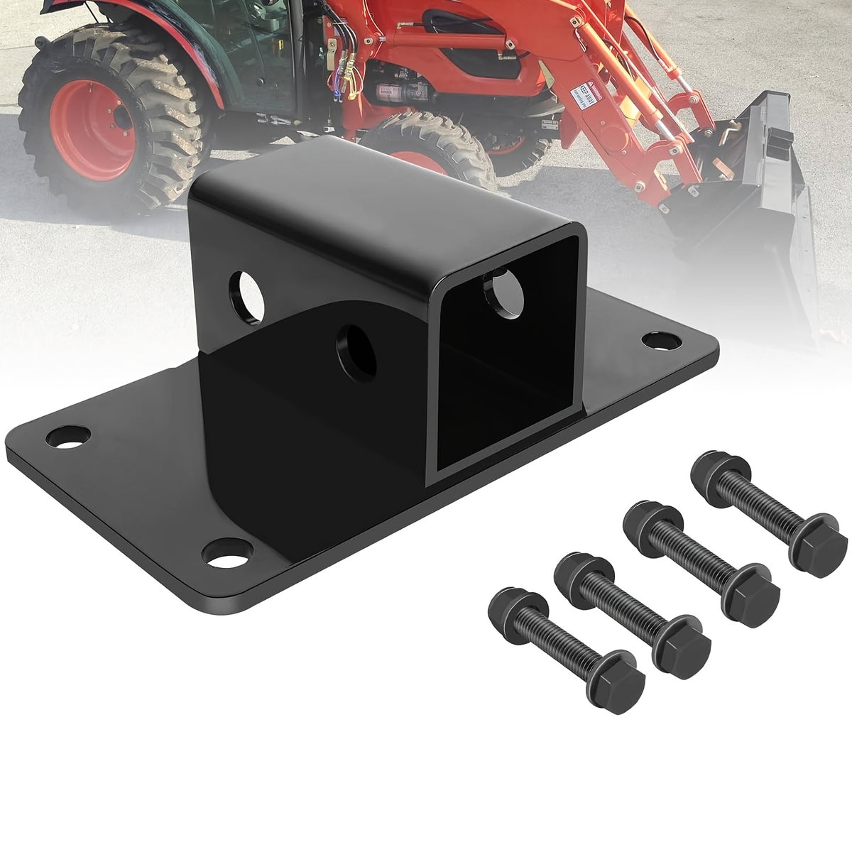 921-19G Tractor Grab Hook, 3/8 Inch Tractor Bucket Grab Hooks with 1/2 Inch Tie Down Ring and 2 Inch Receiver, Grade 70 Forged Steel Bolt-On Grab Hook for John Deere Compact Tractor, RV UTV Truck Max 4700LBS, Father'S Day Gifts, Heavyduty Towing
