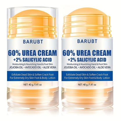 Cracked Heel Cream 2pcs – Salicylic Acid & Urea Foot Repair Cream with Aloe Vera Beeswax for Dry Feet Knees Elbows Hands | Deep Moisturizing Heel Balm Stick Unisex 40g