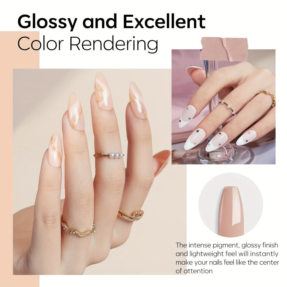Dip Powder Nail Kit 11 Piece Complete Starter Set 4 Colors Nude Skin Tone Golden Glitter Acrylic Dipping Powder with Base Coat Top Coat & Activator - No Lamp French Nail Art Manicure Gift Set