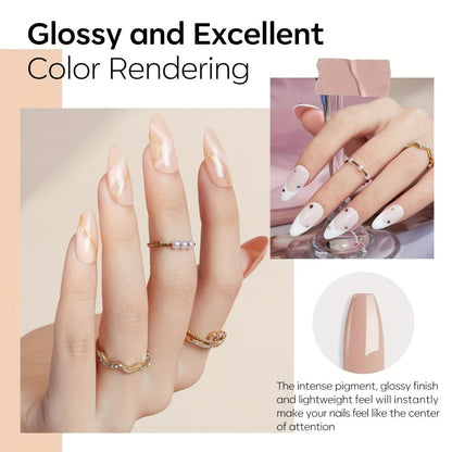 Dip Powder Nail Kit 11 Piece Complete Starter Set 4 Colors Nude Skin Tone Golden Glitter Acrylic Dipping Powder with Base Coat Top Coat & Activator - No Lamp French Nail Art Manicure Gift Set