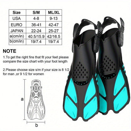 Adjustable Snorkel Diving Fins with Anti-Slip Lace-Up Design – Lightweight PP/TPR Open Heel Fins for Snorkeling Freediving Scuba Diving for Men Women Adults S/M & ML/XL