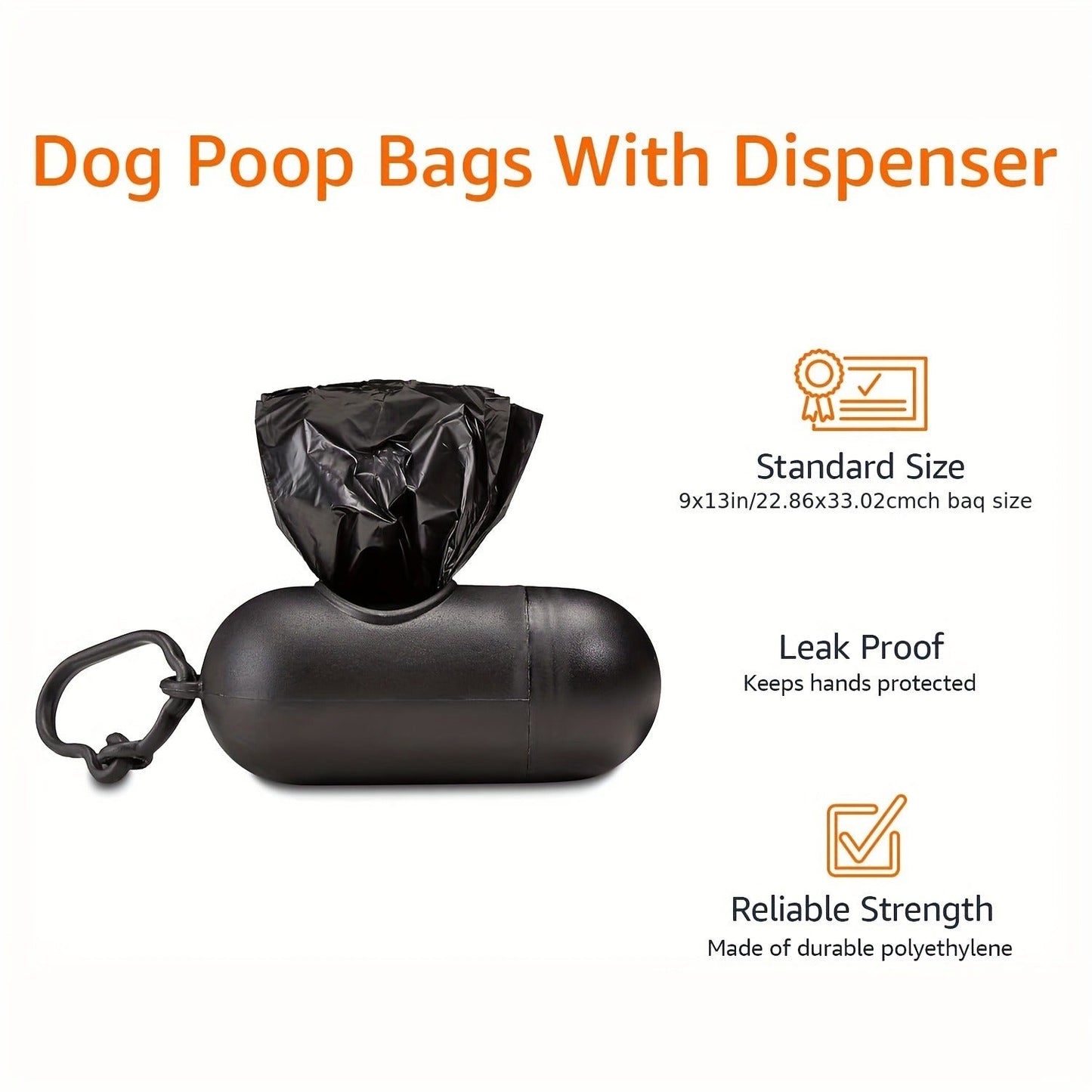 Dog Waste Bag Dispenser with D-Ring - 900 Bags Included, 60 Rolls, Leash & Key Attachment, Portable Poop Bag Holder for Walking