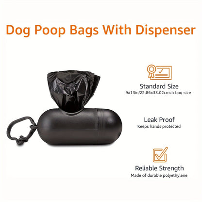 Dog Waste Bag Dispenser with D-Ring - 900 Bags Included, 60 Rolls, Leash & Key Attachment, Portable Poop Bag Holder for Walking