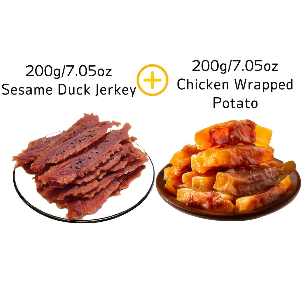 Sesame Duck Jerky Dog Treats 400g Mixed Flavor – Cheese Duck, Chicken Jerky & Sandwich Sticks, High Protein Low Fat, Long Lasting Digestible Chews, Training Treats for All Dog Sizes
