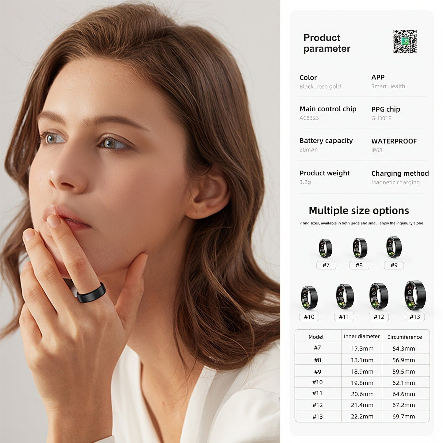 Waterproof Smart Ring – Sleep & Fitness Tracker for Men Women