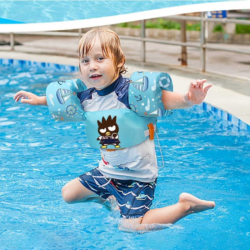 Kids Adjustable Swim Vest for Toddlers Ages 1-9 – Lightweight Floating Jacket, Cute Blue Cartoon Pattern, Patented Safety Design for Boys Girls Pool Beach