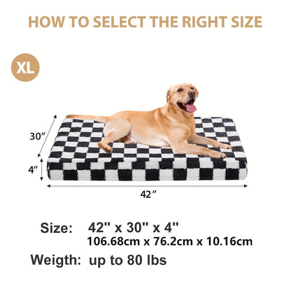 Orthopedic Dog Bed with Removable Washable Cover – Non-Slip Bottom, Black & White Plaid, Soft Memory Foam Dog Sofa Bed for Small Medium Large Dogs, S M L XL XXL Sizes