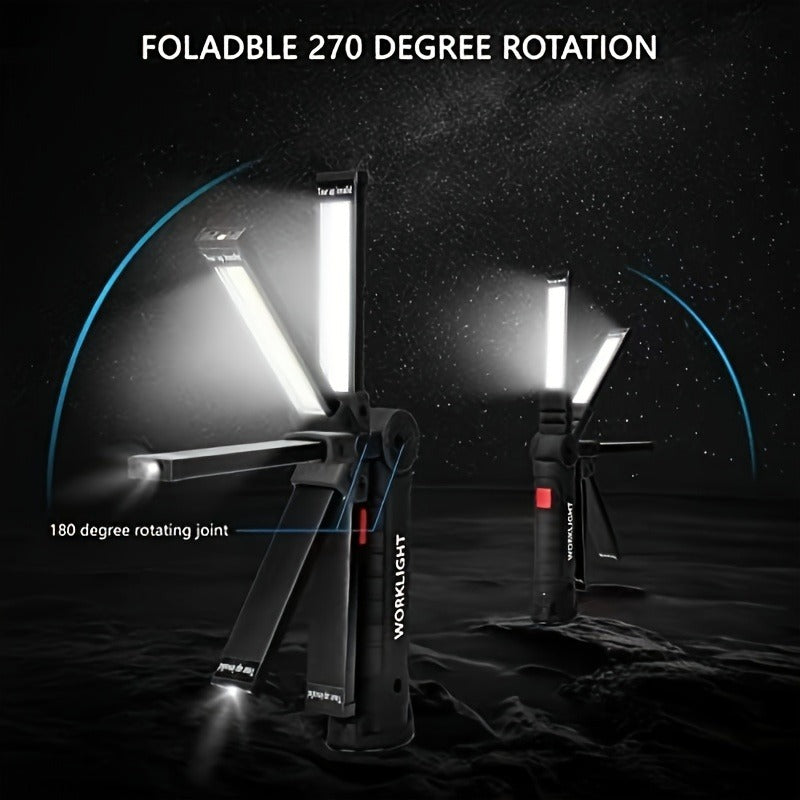 COB LED Work Light, 1000 Lumen Rechargeable Portable Hanging Camp Lamp with Built-In Battery, 200M Range for Camping, Yard, Party & Vehicle Maintenance – 2/4/6/8/10 Pack
