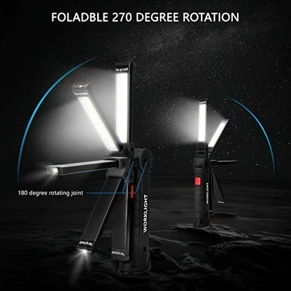 COB LED Work Light, 1000 Lumen Rechargeable Portable Hanging Camp Lamp with Built-In Battery, 200M Range for Camping, Yard, Party & Vehicle Maintenance – 2/4/6/8/10 Pack