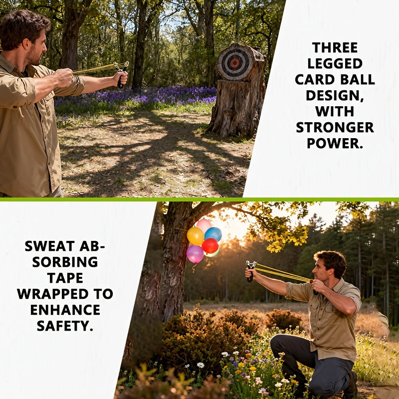 Alloy High-Velocity Slingshot Set for Hunting – Professional Catapult with Slingshot Bag, 100 Mud Beads & 2 Rubber Bands | Outdoor Target Practice & Small Game Hunting Slingshot Kit with Compass Accent