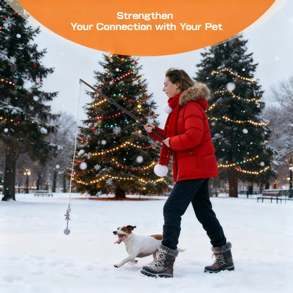 Dog Flirt Pole Telescopic - Extendable Flirt Stick with 3 Detachable Toys & Nylon Rope, Aluminum Alloy Dog Chase Toy for Small Medium Large Dogs, Agility Training Exercise & Interactive Play Tool