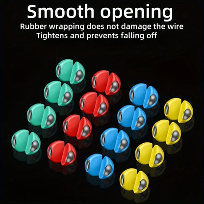 Fishing Sinkers 100pcs Rubber Coated Split Shot - 5 Sizes 1B-5B Detachable Round Mouth Lead Weights, Mixed Colors, Freshwater Saltwater Fishing Tackle
