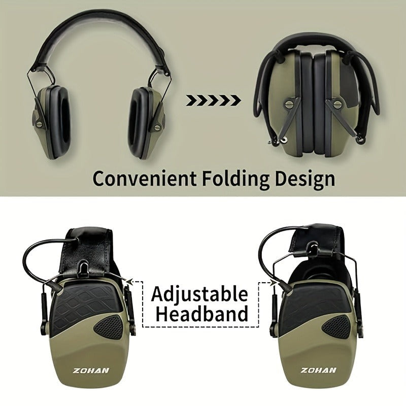 Electronic Shooting Earmuffs NRR 22dB Active Noise Cancelling Hearing Protection with Sound Amplification - Foldable Adjustable Ear Muffs for Shooting Range Hunting Mowing, Pink Green Brown Blue Black Camo