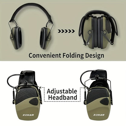 Electronic Shooting Earmuffs NRR 22dB Active Noise Cancelling Hearing Protection with Sound Amplification - Foldable Adjustable Ear Muffs for Shooting Range Hunting Mowing, Pink Green Brown Blue Black Camo
