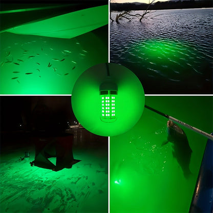 108 LED Underwater Fishing Light – IP68 Waterproof Night Fishing Lure Light with USB Connector & 16.4ft Cable, Super Bright Submersible Fish Attracting Light for Boat, Ice Fishing & Night Fishing (Green/White)