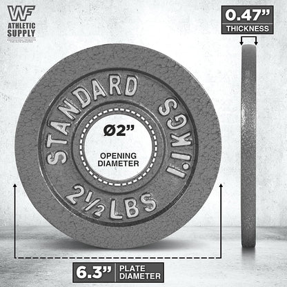 Cast Iron Weight Plates 2-Inch Standard Barbell Plates Solid Iron Gym Weights for Strength Training Weightlifting Bodybuilding Powerlifting Home Gym Multiple Sizes 2.5LB to 100LB