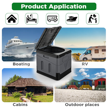 Portable Folding Camping Toilet with Carry Bag & 12 Waste Bags – Ventilated Easy-Clean Commode for Camping, Hiking, Boating, Road Trips, Festivals & Emergency Use, Compact RV Outdoor Toilet