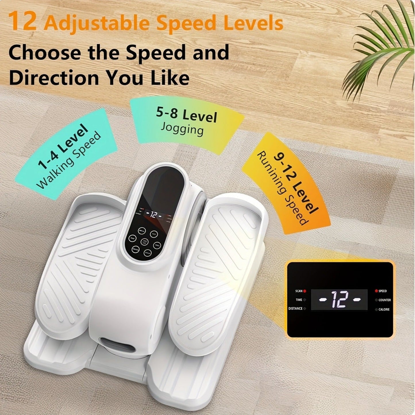 Under Desk Elliptical Machine – 12-Speed Electric Seated Leg Exerciser, Quiet & Portable Foot Pedal Trainer with Remote, for Seniors & Home Office Workouts