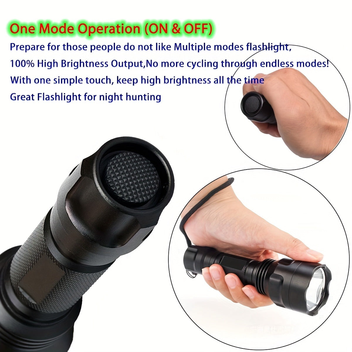 Night Hunting Flashlight with Remote Control Switch – 350 Yards High Power Green Red White Light, 18650 Rechargeable, Multiple Mounts for Hunting, Fishing, Camping & Beekeeping, Best Gift for Men