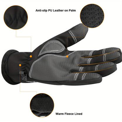 Windproof Knit Gloves for Outdoor Riding & Skiing – 2 Pairs Full-Finger Slip-Resistant Winter Gloves | 100% Polyamide Warm Gloves for Men & Women | S M L XL XXL | Black Gray