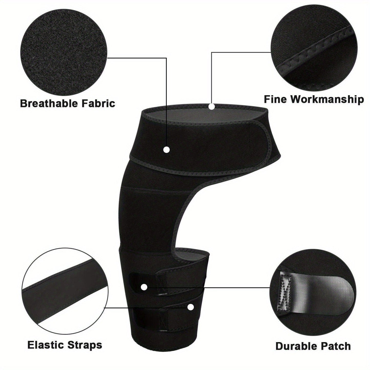 Groin Support Wrap & Thigh Compression Brace for Men & Women – Adjustable Hip Joint Stabilizer for Sciatica, Hamstring & Groin Injury Recovery, Gym & Sports Use