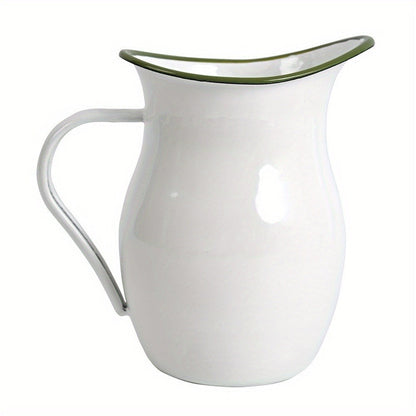 Enamel Camping Kettle with Metal Handle – Durable & Reusable Outdoor Kettle for Camping, Travel, Farmhouse & Party – Classic White Enamel Finish
