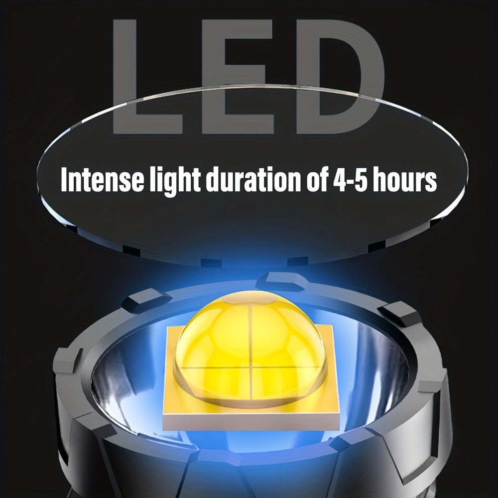 Portable LED Flashlight 2000 Lumen Solar Rechargeable Power Bank USB-C for Camping Hiking Outdoor Emergency