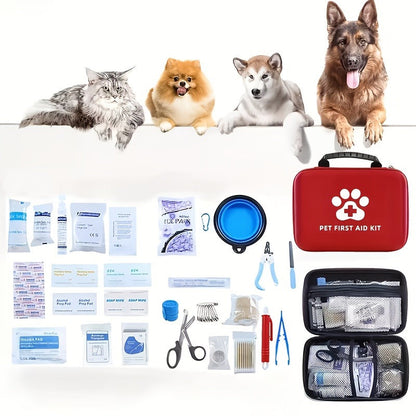101-Piece Pet First Aid Kit with Portable Case - Multifunctional Emergency Dog & Cat Care Kit for Hiking, Camping, Backpacking, Hunting & Travel Outdoor Adventures