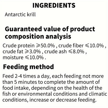 Freeze-Dried Krill Fish Food 85g / 3oz - Antarctic Shrimp Feed for Tropical Fish, Arowana, Turtles & Aquarium Fish, High Protein Freeze-Dried Antarctic Shrimp 1.15L