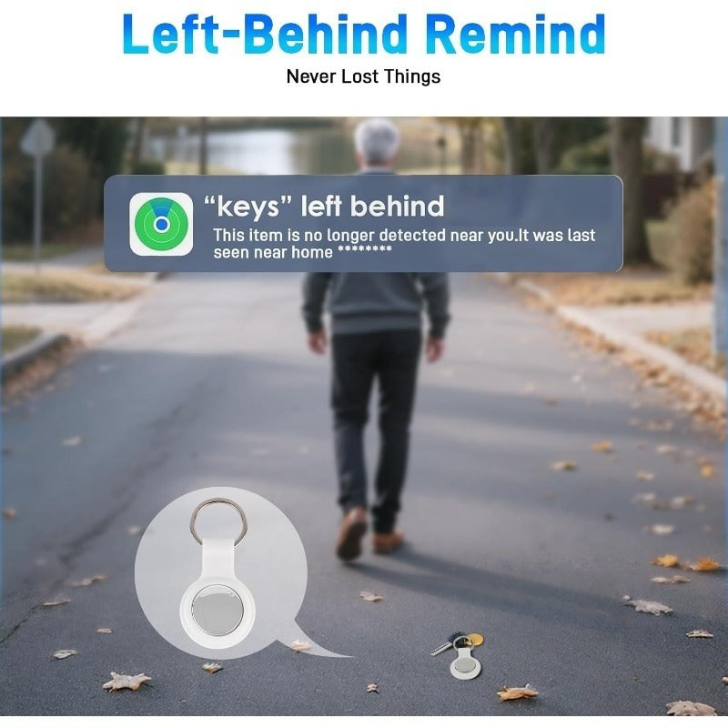 Wireless Smart Item Tracker Tags 2 Pack – Bluetooth Item Finder Compatible with Find My App (iOS), Replaceable Battery, Silicone Case Included, Lightweight Compact Locator for Keys, Luggage, Bags, Wallets & Pets