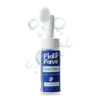 Dog Paw Cleaner No-Rinse with Soft Brush - pH Balanced Paw Wash for Dogs & Cats, 5oz Gentle Grooming Cleanser in Lavender Chamomile, Lemongrass Sage & Fragrance-Free