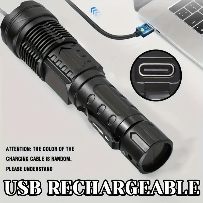 Survival Flashlight with Fire Starter Fresnel Lens 26650 Lithium Battery High Lumen for Wilderness Camping Hunting Fishing Emergency