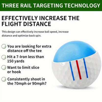 Golf Balls 6pcs Long Distance High Speed with 360-Degree Aiming Line Add 40+ Yards Distance Durable Performance Golf Ball Set for Men Women Beginners Advanced Players Practice Training