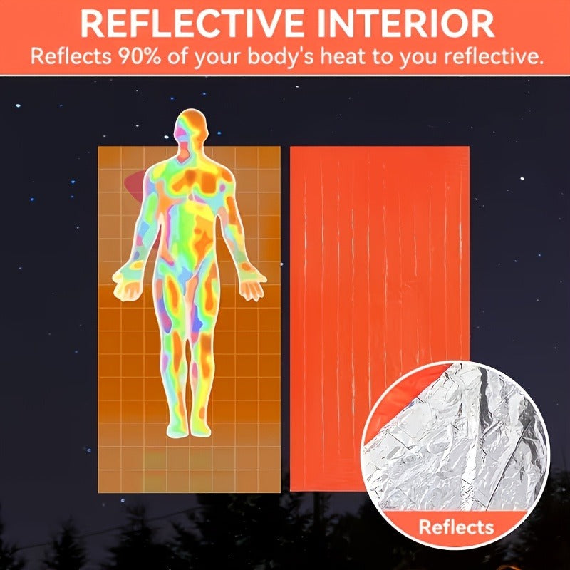 Emergency Thermal Blanket Survival Sleeping Bag – Lightweight Foil Space Blanket for Camping & Hiking