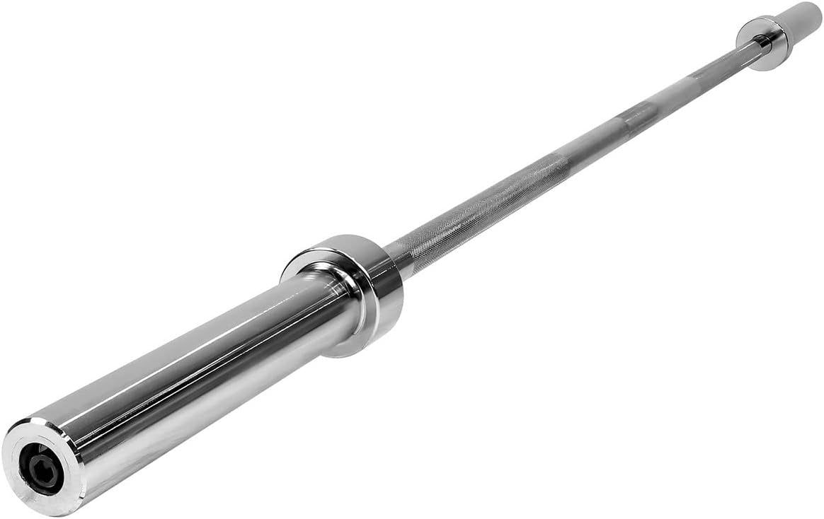 6FT Olympic Barbell Bar 2 Inch | 28mm Grip Shaft Cold Rolled Steel | 30lb Weightlifting Bar for Squat Deadlift Bench Press Powerlifting | Home Gym Strength Training Chrome Black
