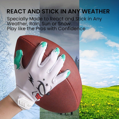 Sticky Grip Youth Football Receiver Gloves | Non-Slip Palm, Breathable Design for Boys & Girls – Hook-and-Loop Fit for Practice, Games & Youth Football Development (S/M/L)