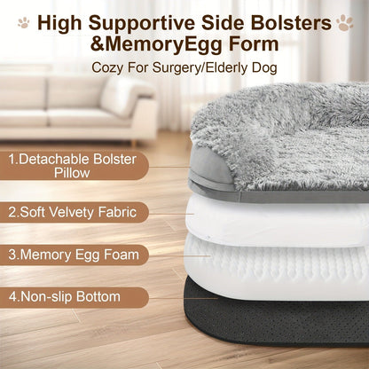 Orthopedic Dog Bed Egg Foam Ultra Soft Washable Cover for Large Medium Small Dogs Aging Pets Rectangle Semicircle Anti-Slip Joint Relief Pet Bed