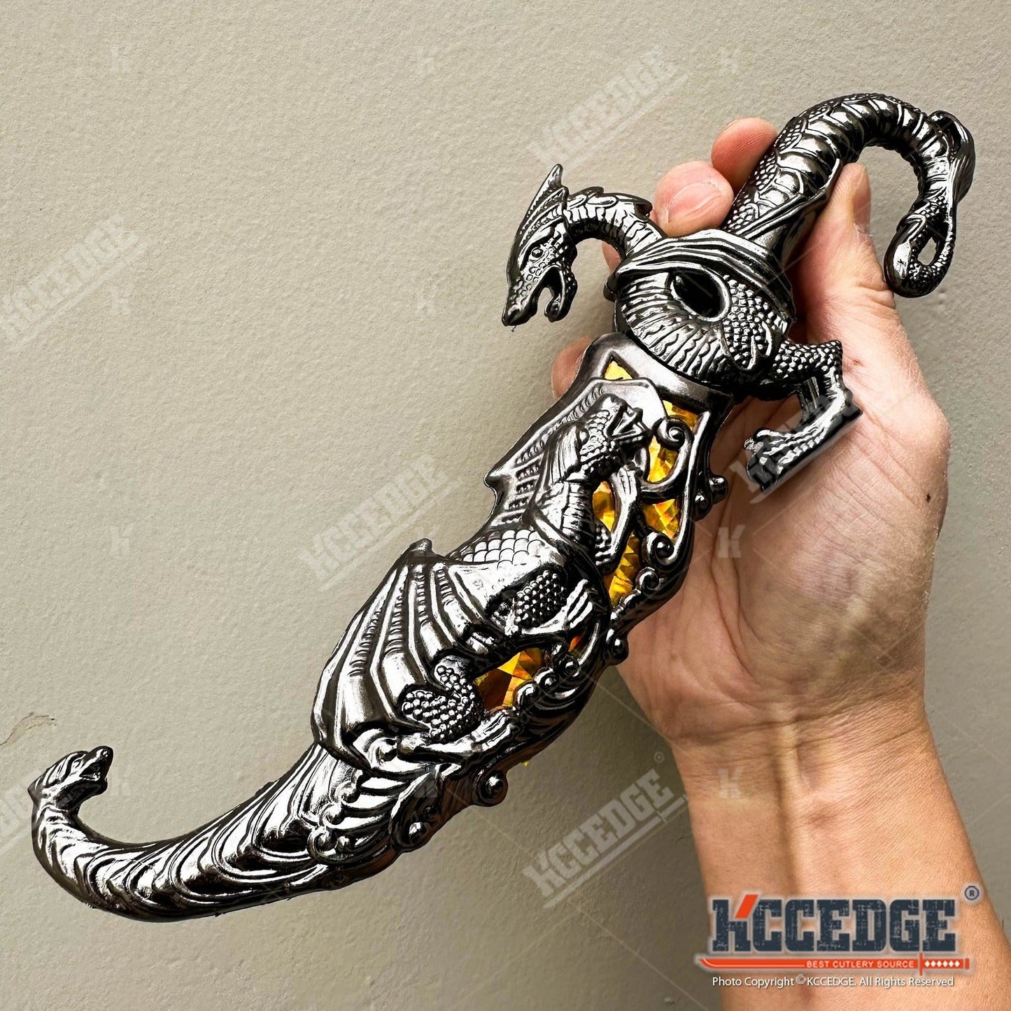 Medieval Fantasy Fixed Blade Knife with Scabbard – 9" Dragon Cosplay Collectible Dagger, 440 Stainless Steel, Historical Replica for Display & Medieval Fair Props
