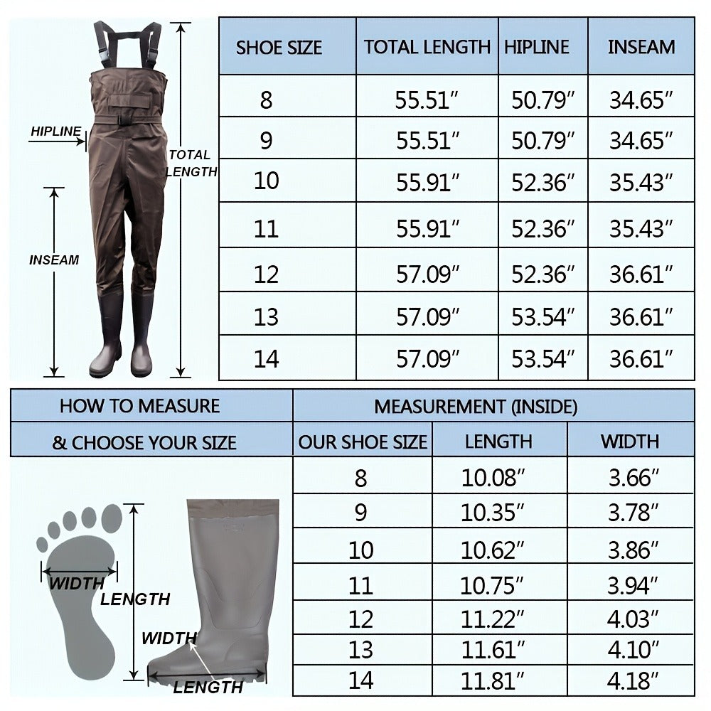 Fishing Waders with Boots for Men & Women – 3-Ply Nylon Lightweight Breathable Wading Pants with PVC Lining, Anti-Slip Sole & Pockets – Camo & Brown, US Size 8–14 for Hunting & Outdoor