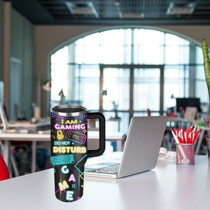 Gamer Tumbler 40oz with Lid & Straw - Insulated Gaming Cup Gift for Men, Boys & Teen Gamers - Double Wall Vacuum Tumbler for Hot & Cold Drinks, Cool Gaming Birthday Gift