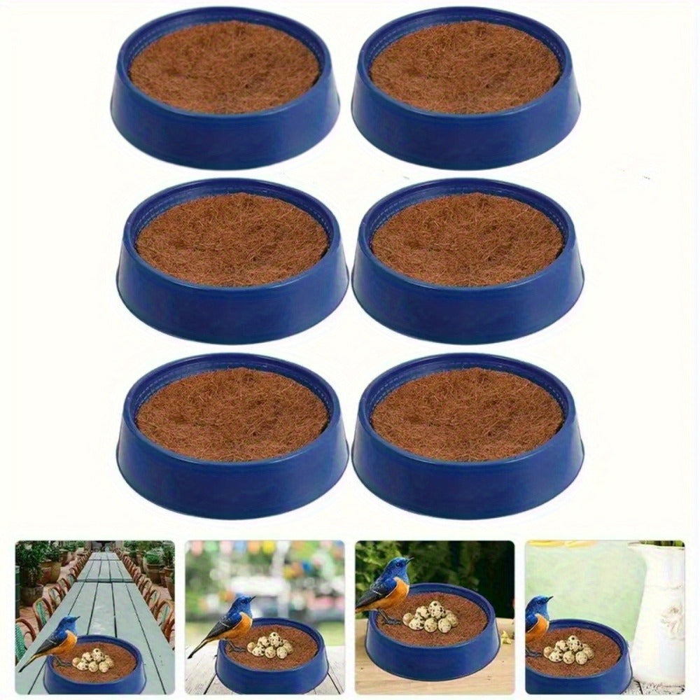 Pigeon Nesting Bowl 6-Pack with Coconut Fiber Mat – Durable Plastic Bird Breeding & Hatching Set for Racing Pigeons, Doves, Quails & Small Birds, Breeding Season Essential Gift for Bird Breeders