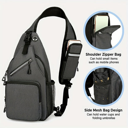 Crossbody Bag for Women & Men, Large Capacity Single Shoulder Bag with Zipper, Lightweight Multi-Pocket Design, Casual Sling Bag for Travel, Hiking, Work & Daily Use – Multiple Colors Available