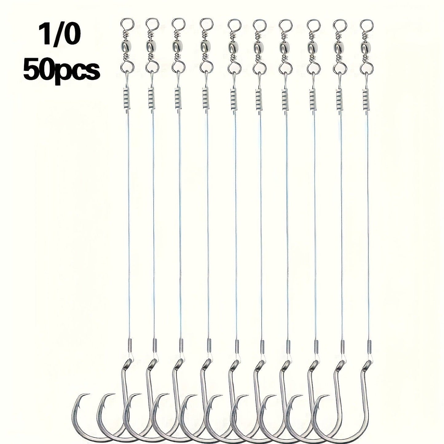 Circle Hooks 50pcs – Octopus Offset Steel Fishing Hooks for Catfish, Bass, Saltwater & Freshwater, Size 1/0 to 7/0